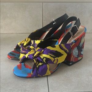SCHUTZ Vibrant Yellow and Purple Slingback Heels